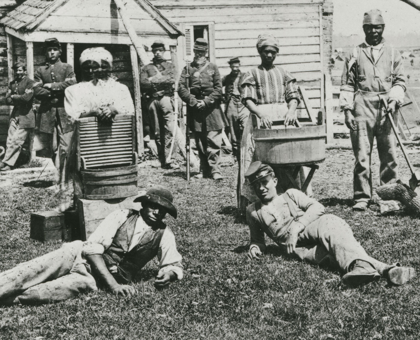 Group of contrabands at Allen's farm house near Williamsburg Road