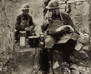 Soldiers manning a portable trench phone