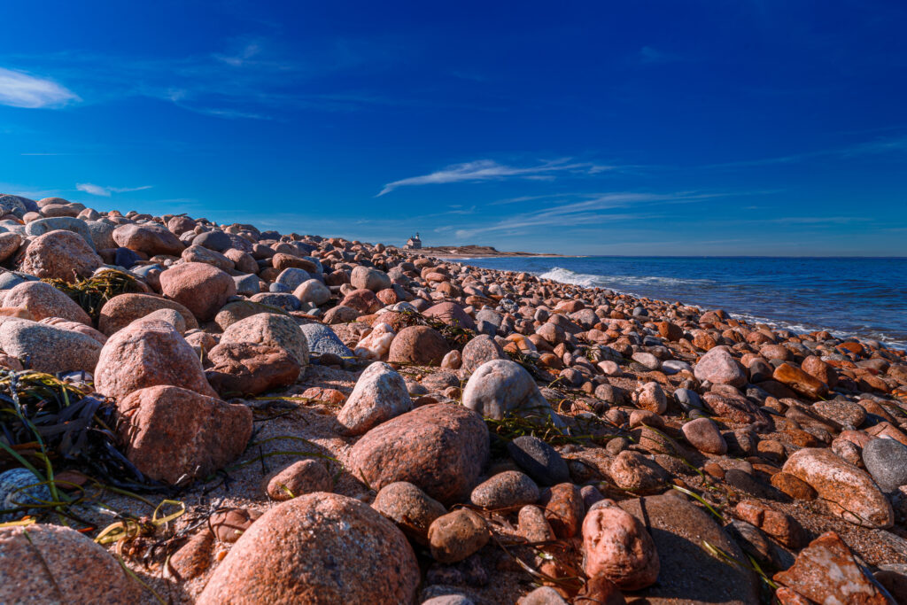 Rocks along the way to a light house