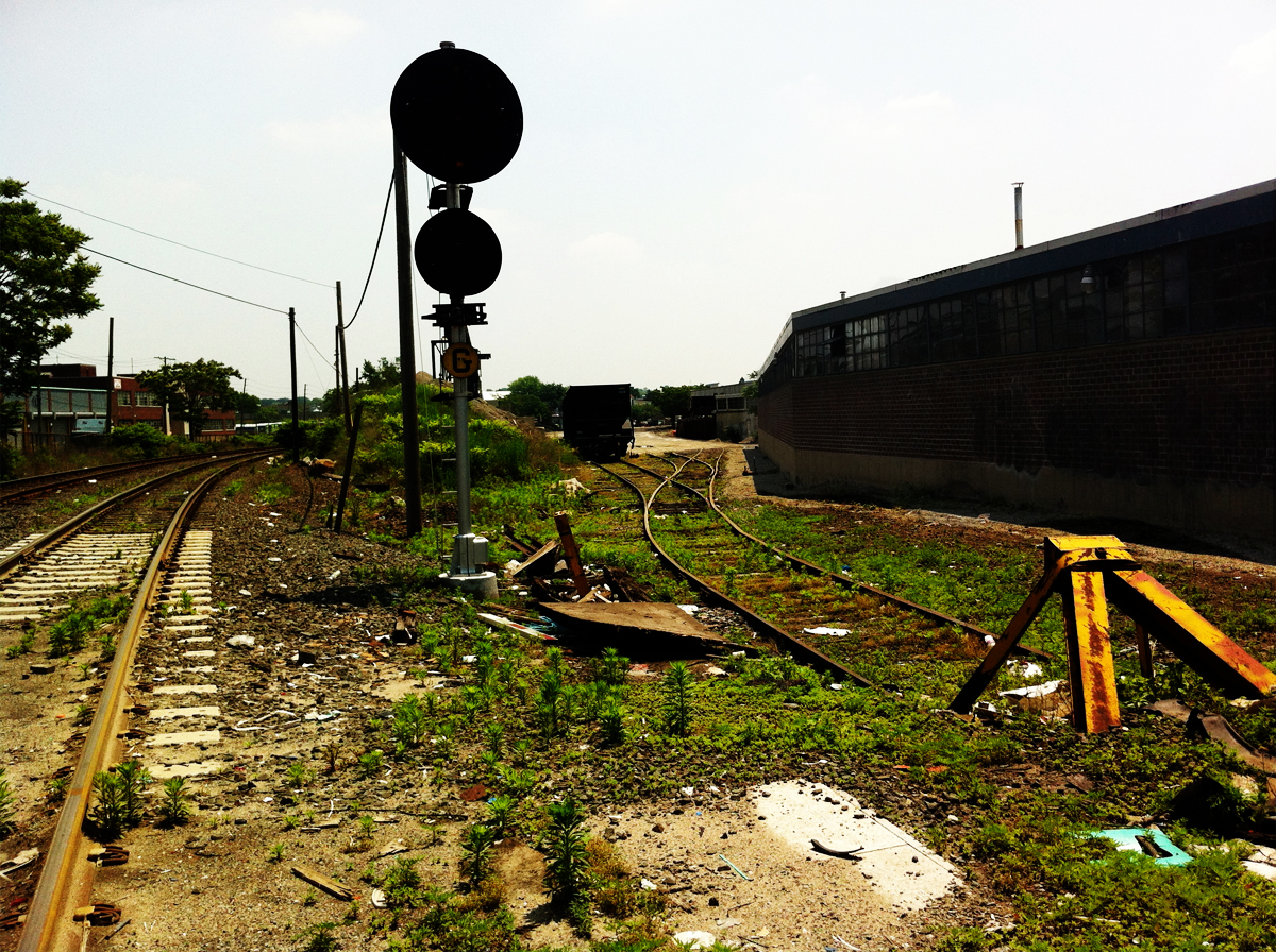 Train tracks on 56th Road near Maspeth Avenue, and fittingly, Rust Street